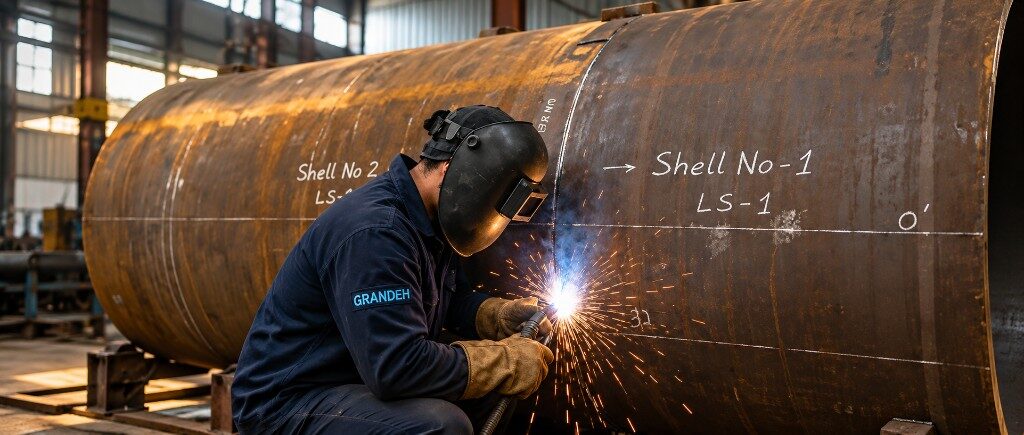 GRANDEH welder working on a boiler shell at the works