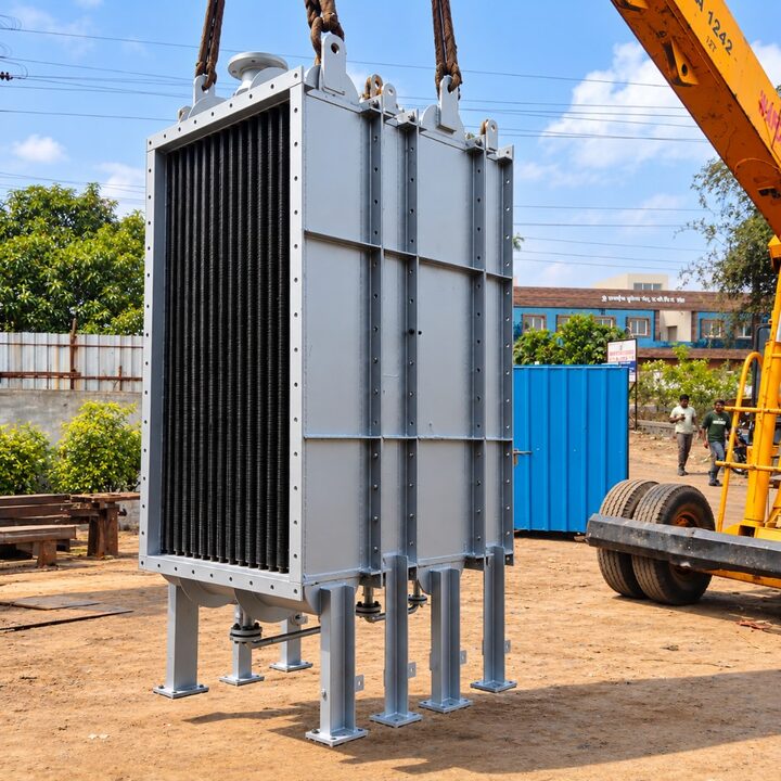 Grandeh steam coil air preheater lifted at a tyre plant